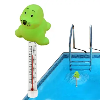 Плаващ термометър за басейна Мультяшное животно Инструмент за измерване на температурата Голям Размер Лесно считываемый термометър за измерване на температурата на водата