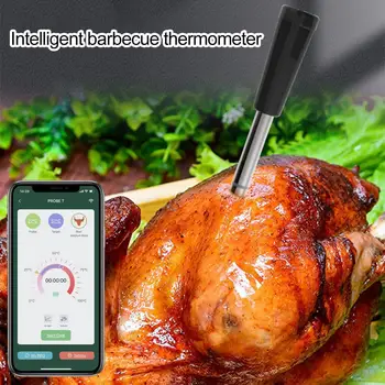 Цифров термометър за месо, бърз отговор, Bluetooth-съвместими сонда за барбекю, термометър с мобилно приложение за приготвяне на храна на скара, сок