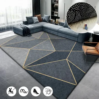 Скандинавски геометричен килим за хол, Голям, мек интериор за спалня, Нощни килим, Нескользящий впитывающий подложка за входната врата