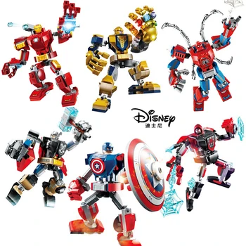 Играчка фигурка на героя на дисни отмъстителите модел Танос спайдърмен, Капитан Америка, събрани строителни блокове Коледни подаръци Играчки