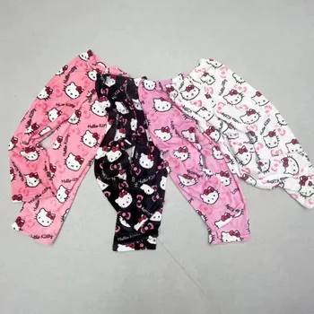 Нови сладки пижамные панталони Sanrio с шарките на Здравей Кити, творчески персонализирани Kawaii Коралови кадифе Топли ежедневни домашни панталони Празничен подарък