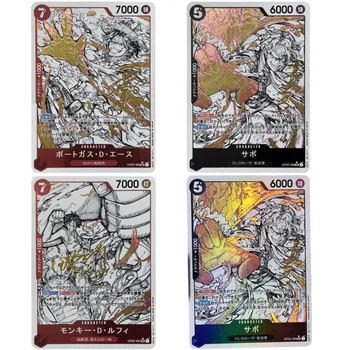 3ШТ СОЛИДНИ цветни флаш карти с DIY Luffy Ace Sabo Three Brothers Колекция на класическите аниме игри, Подарък Играчка