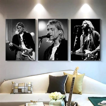 Плакат на Кърт Кобейн, рок-певец, група, стенно изкуство, плакати и отпечатъци върху платно, живопис за всекидневната, декорация на дома