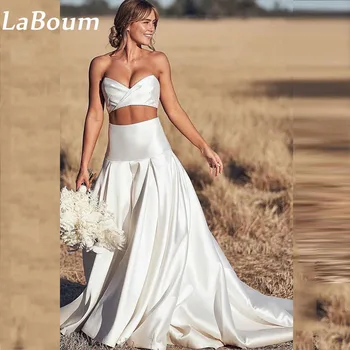 LaBoum Очарователно Сватбена рокля 2023 От Две части, Сладка Рокля трапецовидна форма, vestido de noiva brautkleider robe de mariée, Атласное, На Прост цип