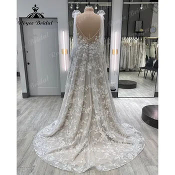 Плюс размер, дантелено сватбена рокля с цветя модел, плюс размер за жени, 2024, сватбени рокли без гръб, сватбената рокля на поръчка abiti sposa 1