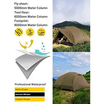 Сверхлегкая водоустойчив туристическа палатка MIER за 4 човека, 4 сезон, леки къмпинг палатки Отделно стоящи 2