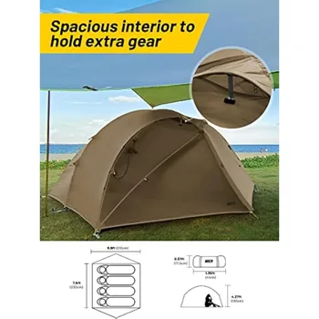 Сверхлегкая водоустойчив туристическа палатка MIER за 4 човека, 4 сезон, леки къмпинг палатки Отделно стоящи 3