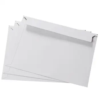 Размер на 24,5 x 16 см Празни пликове от бяло самоклеящегося картон, за документи остават плоски при изпращане по пощата