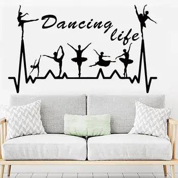 Танцуваща Живота на Стикери за стена Хол Начало Декор Танц Балерина Винилови стикери За стена За момичета Украса на Детски Спални Z106
