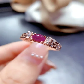 Годежен пръстен от сребро 925 проба с естествен рубин, Специален пръстен, Бутикови луксозни сватбени подаръци за дамите, Безплатна доставка 1