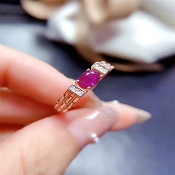 Годежен пръстен от сребро 925 проба с естествен рубин, Специален пръстен, Бутикови луксозни сватбени подаръци за дамите, Безплатна доставка 2