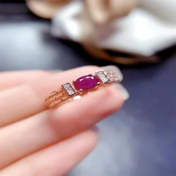 Годежен пръстен от сребро 925 проба с естествен рубин, Специален пръстен, Бутикови луксозни сватбени подаръци за дамите, Безплатна доставка 3