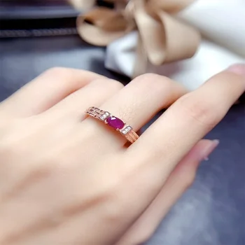 Годежен пръстен от сребро 925 проба с естествен рубин, Специален пръстен, Бутикови луксозни сватбени подаръци за дамите, Безплатна доставка 4
