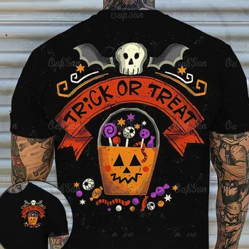 Нова мъжка тениска с графичен дизайн за Хелоуин, мъжки костюм, риза с 3D-принтом тиква, тениска с образа на вампир голям размер 1