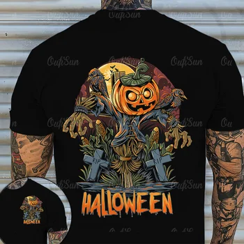 Нова мъжка тениска с графичен дизайн за Хелоуин, мъжки костюм, риза с 3D-принтом тиква, тениска с образа на вампир голям размер 2