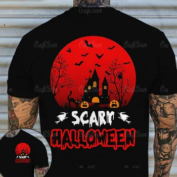 Нова мъжка тениска с графичен дизайн за Хелоуин, мъжки костюм, риза с 3D-принтом тиква, тениска с образа на вампир голям размер 3
