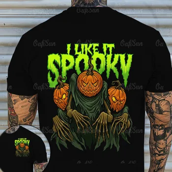 Нова мъжка тениска с графичен дизайн за Хелоуин, мъжки костюм, риза с 3D-принтом тиква, тениска с образа на вампир голям размер 5