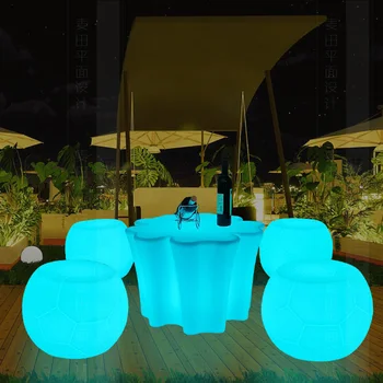 Светоизлучающий чай маса с пет листа, бар маса за отдих и забавления, диван със специална форма, на стол, на малък стол