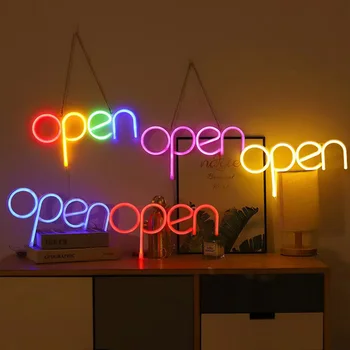 Led неон панел с отворен симулации 5 USB, светещи букви, водоустойчив цветни светлини, украса означения, магазин, ресторант, кафе-бар, лека нощ