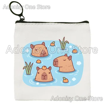 Версия Capybara Обикновен Портфейл за монети Студентски Холщовая Сладко чанта за ключове, Мини-клатч, Малка Чанта