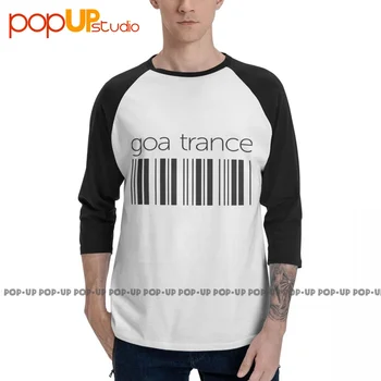 Рядка тениска с по-штрихкодом Goa Trance с 3/4 ръкав, градинска облекло в стил хип-хоп, тениска-raglan