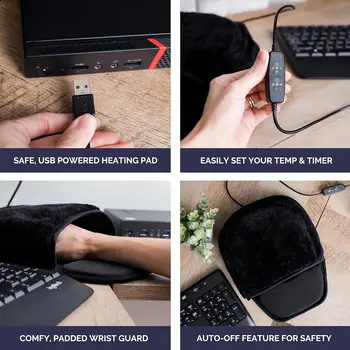 Нагревател за ръце подложка за мишка с USB-топъл - с 3 температурни настройки / ограничения за време - Контролер в комплекта - Работи с всички компютърни мишки - се Оказва чудесен Gif 3