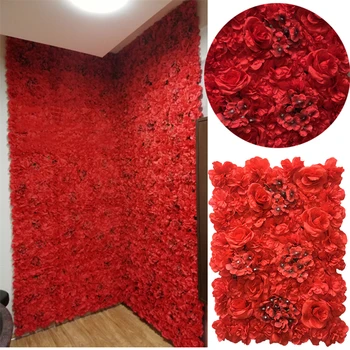 Стена от изкуствени цветя с копринена роза 60X40 см за сватбен декор на стени със собствените си ръце, на фона на партита, фалшиви цветя
