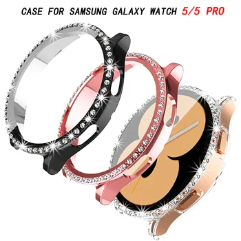 Диамантена Калъф за Samsung Galaxy Watch 5/5 pro/4 44 мм 40 мм PC Cover Универсална Защитна Броня Galaxy watch4 classic 42 мм и 46 мм