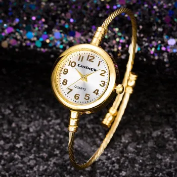 Луксозни маркови дамски часовници с прости златист циферблат, малък циферблат, дамски кварцови часовници, тънка каишка-гривни, модни дамски часовници за подарък