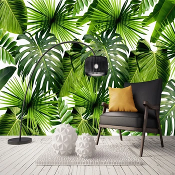 Големи потребителски тапети за стените, Юго-Източна Азия, Тропическа гора, Бананов лист, 3D Фотообои, диван спалня, на фона на телевизора