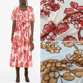 Мода в Европа и Америка тънка шифоновая плат с цветен принтом грозде за женски рокли, блузи, ръчно изработени, шивашки тъкани със собствените си ръце