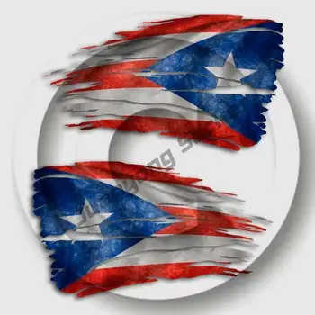Стикер с Мърляв Флага Пуерто Рико - PR San Juan Distressed Window Знаме 