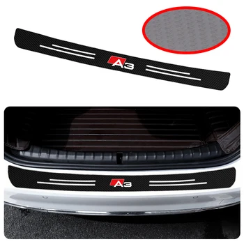 Защитно тампон върху броня, багажник на автомобил, кожено стикер от карбон за Audi A3 S3 8V, лого, етикет със защитна лента за задния багажник от удари