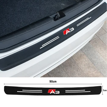 Защитно тампон върху броня, багажник на автомобил, кожено стикер от карбон за Audi A3 S3 8V, лого, етикет със защитна лента за задния багажник от удари 1