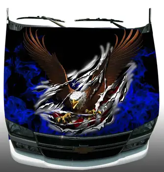 Blue flame fire eagle сълза rip обвивка на предния капак, vinyl стикер с графично изображение