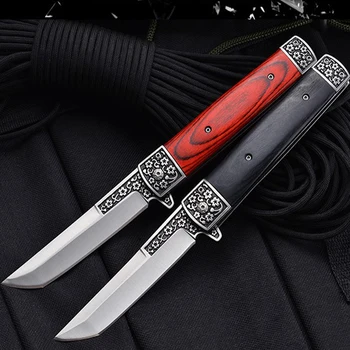 Нов Дамасский Военен нож от неръждаема стомана САЩ с покет сгъваем нож за самозащита, лов, лагери за оцеляване, Риболовни ножове