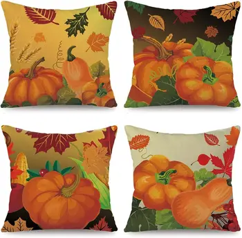 Есента калъф за възглавници, 45 x 45 см, с шарени тиква, есен украса под формата на кленов лист, се използва за начало на мека мебел, спални, калъф за възглавница
