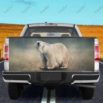 Животно, сладко полярна мечка, опашка на колата, в багажника, защитно фолио, стикер, стикер за декорация на предния капак на колата стикер за suv, пикап