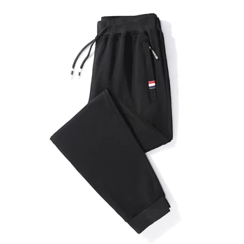 Мъжките ежедневни панталони, Спортни Топли, Плътни панталони от изкуствена памук С джобове дантела прозорци, работни, спортни панталони за джогинг голям размер 8Xl 3