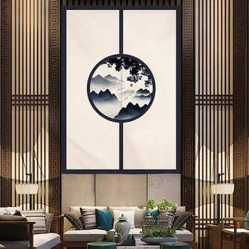 Новият китайски пейзаж, Цвете, Птица Врата завеса Спалня Баня Декоративна завеса Кухня Фън шуй Завеса Норен