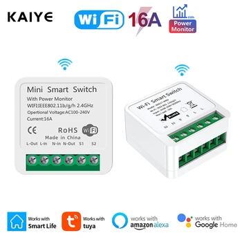 Sasha WiFi MiNi Smart Switch 16A 2-полосное Управление на Безжичните Таймер-комутатор на Допълнителен Монитор Консумация на енергия Работи С Алекса Google Home