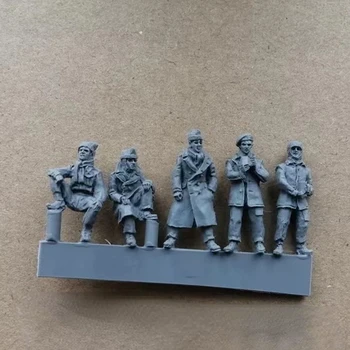 Комплект фигури от смола в мащаб 1/72, определени за отдих войници, 5 души, оформление на микро сцена В разглобено формата, небоядисана играчки 