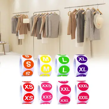 Етикети размер дрехи 4000 бр. кодирани самозалепващи етикети, водоустойчив кръгли стикери за ризи, панталони, пуловери