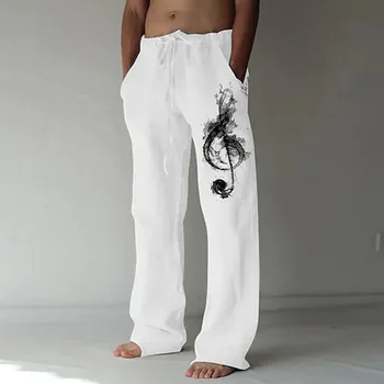Чист обикновен прави панталони с принтом за мъже за всеки ден с кола в уличном стила на S-3XL 0