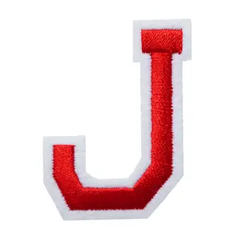 Азбука от червен плат с буквата J, пришитый желязо нашивках, бродирани икони за дрехи, апликации със собствените си ръце, Декоративна стикер за бродерия