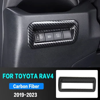 Бутон за Включване на Автомобилните Фарове Рамка на Капака Накладки За Toyota RAV4 XA50 2019 2020 2021 2022 2023 ABS Аксесоари За Интериора, изработени От Въглеродни Влакна