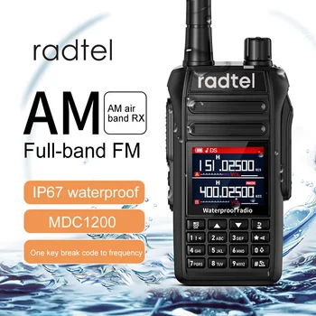 Radtel RT-495 10 W Водоустойчива IP67 6 Ленти Любителски радио хям Двустранно Радио 256CH Авиационна Радио Air Band с LCD цветен полицай сканиране