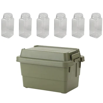 1 комплект походного комплект за подправки Прозрачна бутилка за подправки с футляром за съхранение на Преносима кутия за бутилки за подправки 2