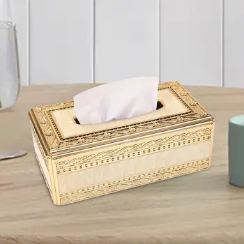Кутия за салфетки в европейски стил, държач за хартия за декорация на дома плотове, Златисто-бежов 1