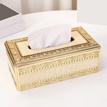 Кутия за салфетки в европейски стил, държач за хартия за декорация на дома плотове, Златисто-бежов 2